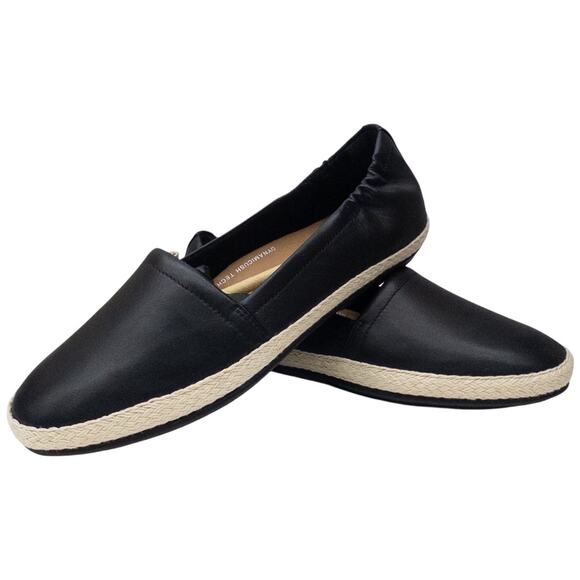 Fitflop Siren Black Leather Espadrilles Loafer Flats Women's Size 6 - Picture 1 of 10